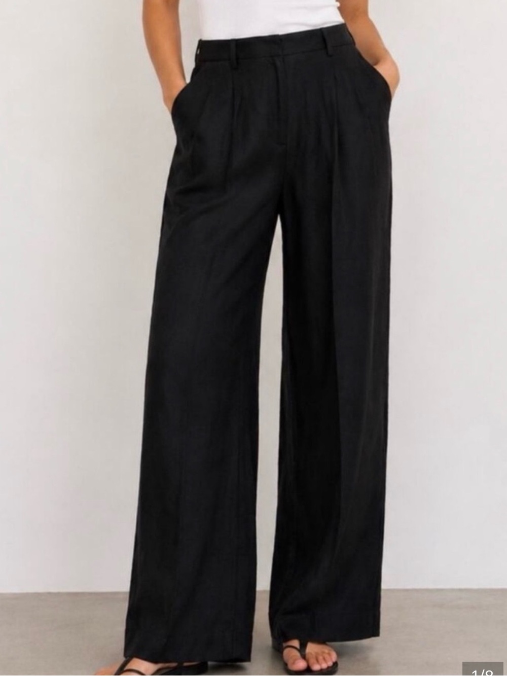 J. Crew Factory Black Wide-Leg Pleated linen blend Trousers size 10